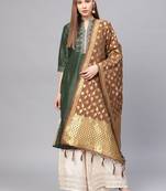 Sutram Women's Banarasi Brown Silk Dupatta