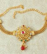 Lalso Designer Multicolour Ball Chain Gold Plated Kundan 1pc Bajuband Armlet Jewelry Wedding Festival - LSBB05_MG