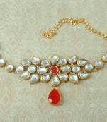 Lalso Designer Red Antique Gold Plated Kundan 1pc Bajuband Armlet Jewelry Wedding Festival - LKBB01_RD