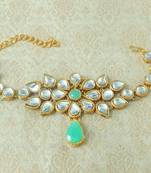 Lalso Designer Sea Green Antique Gold Plated Kundan 1pc Bajuband Armlet Jewelry Wedding Festival - LKBB01_SG