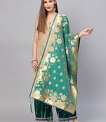 Sutram Women's Banarasi Green Silk Dupatta