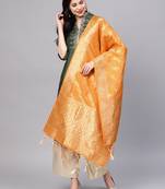 Sutram Women's Banarasi Mustard Silk Dupatta