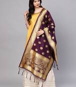 Sutram Women's Banarasi Pink Silk Dupatta