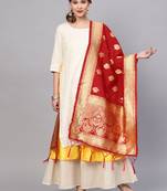 Sutram Women's Banarasi Red Silk Dupatta