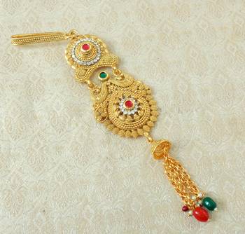 Lalso Designer Multicolour Gold Plated Kundan Single Juda Kamarband Waistbelt Hip Jewelry Wedding Festival - LSJ06_MG 1