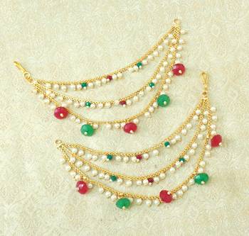 Lalso Designer Bahubali Style Multicolour Copper Brass Ear Chain Kaan Chain - LEC08_MG 1