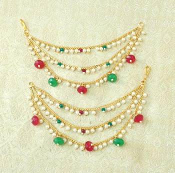 Lalso Designer Bahubali Style Multicolour Copper Brass Ear Chain Kaan Chain - LEC08_MG 2