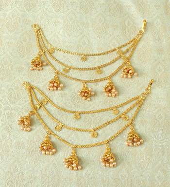 Lalso Designer Bahubali Style Golden Copper Brass Ear Chain Kaan Chain - LEC11_LCT 2