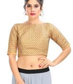 Gold Embroidered Raw Silk Padded Readymade Designer Saree Blouse