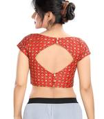 Red Embroidered Silk Designer Readymade Designer Saree Blouse