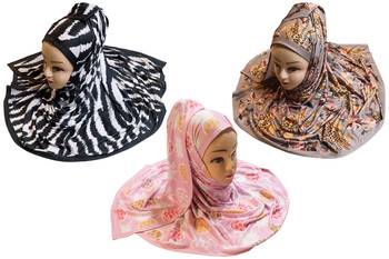 Justkartit Women'S Organic Jersey Stretchable Material Printed Hijab Scarf Dupatta (Pack Of 3) 1