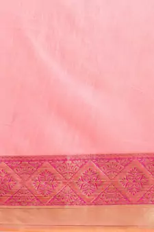 Kimisha Women's Peach Jacquard Cotton Silk Saree With Designer Pallu