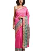 Kimisha Women's Pink Jacquard Cotton Silk Saree With Designer Pallu