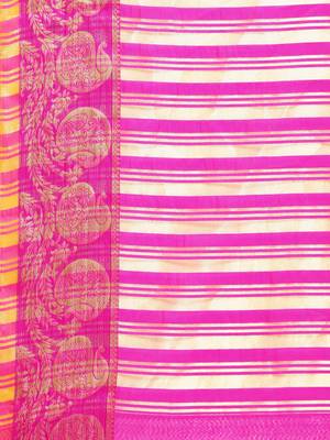 Kimisha Women's Yellow Jacquard Cotton Silk Saree With Designer Pallu 4