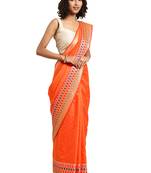 Kimisha Women's Orange Jacquard Cotton Silk Saree With Designer Pallu