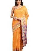 Kimisha Women's Yellow Jacquard Cotton Silk Saree With Designer Pallu