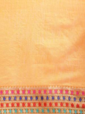 Kimisha Women's Yellow Jacquard Cotton Silk Saree With Designer Pallu 4