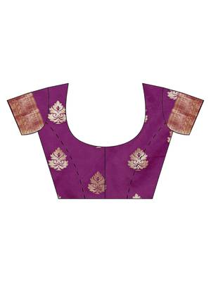 Kimisha Women's Wine Jacquard Banarasi Silk Saree With Rich Pallu 5