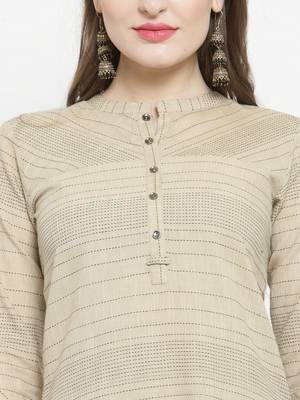 Indibelle Beige woven cotton kurtas-and-kurtis 2