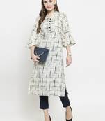 Indibelle Off-white woven cotton kurtas-and-kurtis