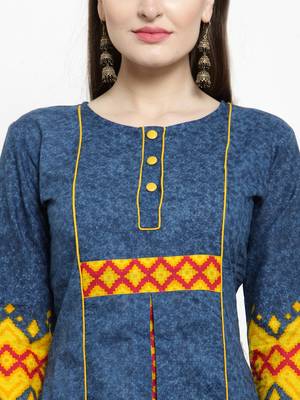 Indibelle Blue woven cotton kurtas-and-kurtis 2