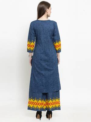 Indibelle Blue woven cotton kurtas-and-kurtis 3