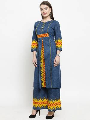 Indibelle Blue woven cotton kurtas-and-kurtis 4