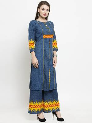 Indibelle Blue woven cotton kurtas-and-kurtis 5