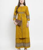 Indibelle Yellow woven cotton kurtas-and-kurtis
