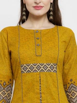 Yellow woven cotton kurtas-and-kurtis 2