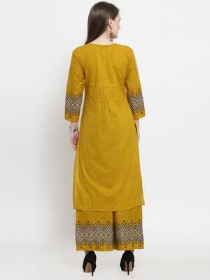 Yellow woven cotton kurtas-and-kurtis 3