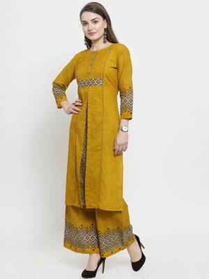 Yellow woven cotton kurtas-and-kurtis 4