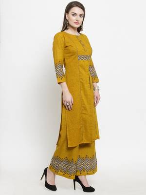 Yellow woven cotton kurtas-and-kurtis 5