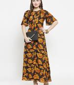 Black woven rayon kurtas-and-kurtis