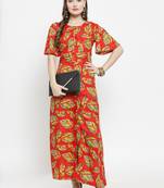 Indibelle Red woven rayon kurtas-and-kurtis