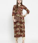 Indibelle Brown woven cotton kurtas-and-kurtis