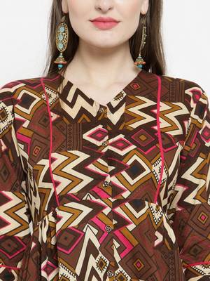 Indibelle Brown woven cotton kurtas-and-kurtis 2