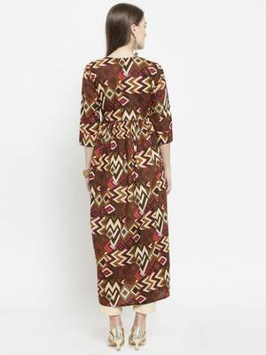 Indibelle Brown woven cotton kurtas-and-kurtis 3