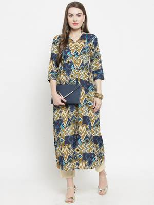 Indibelle Blue woven cotton kurtas-and-kurtis 1