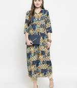Indibelle Blue woven cotton kurtas-and-kurtis