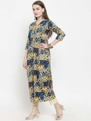 Indibelle Blue woven cotton kurtas-and-kurtis 4