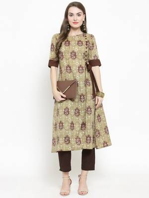 Indibelle Brown woven cotton kurtas-and-kurtis 1