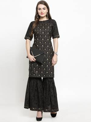 Indibelle Black woven cotton kurtas-and-kurtis 1