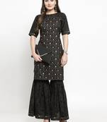 Indibelle Black woven cotton kurtas-and-kurtis