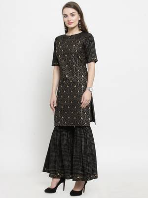 Indibelle Black woven cotton kurtas-and-kurtis 4
