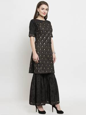 Indibelle Black woven cotton kurtas-and-kurtis 5
