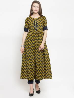 Indibelle Blue woven cotton kurtas-and-kurtis 1