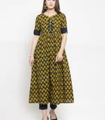 Indibelle Blue woven cotton kurtas-and-kurtis