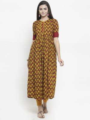 Maroon woven cotton kurtas-and-kurtis 1