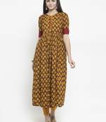 Maroon woven cotton kurtas-and-kurtis